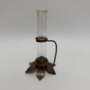 Vintage Schaefer Copper Bud Vase Lotus Flower Base 1950's - 3.5" x 6.5"